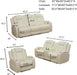 Power Recliner Sofa Set with LED, Leather Reclining Sofa Set, Living Room Furniture Set with USB Charging (Cream White Upgraded Version Total of 8 Cup Holders)