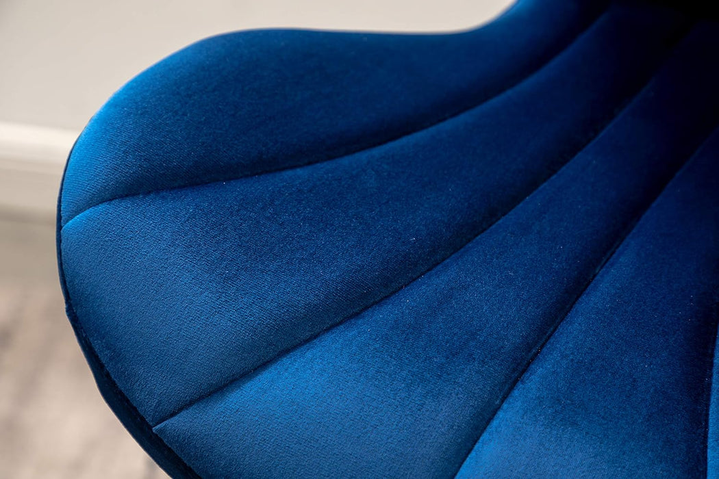 Ellston Velvet Adjustable Swivel Barstools in Blue, Set of 2