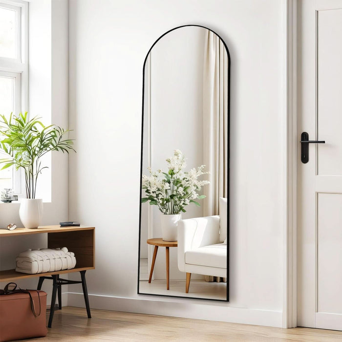 Arched Mirror Full Length, Upgraded 16"X59" Body Wall Mirrors with Shatter-Proof Glass, Floor Standing, Hanging or Leaning, Tall Arch Mirror with Stand Aluminum Alloy Frame for Bedroom Cloakroom