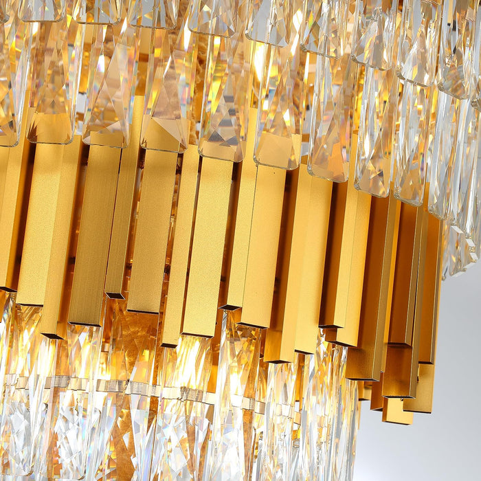 Luxurious Gold Crystal Five Tier Chandelier Ceiling