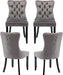 Grey Velvet Dining Chairs Set of 4, Tufted Upholstered Dining Room Chairs with Back Ring Pull, Nailhead Trim and Solid Wood Legs, Modern Dining Chair for Dining Room, Kitchen(Grey)