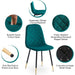 5-Piece Modern Dining Table Set with Dark Green Velvet Chairs