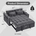 Velvet Charcoal Gray Adjustable Convertible Sleeper Sofa