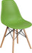 Elon Series Green Plastic Chair with Wooden Legs, 22.5"D X 18.25"W X 31.5"H