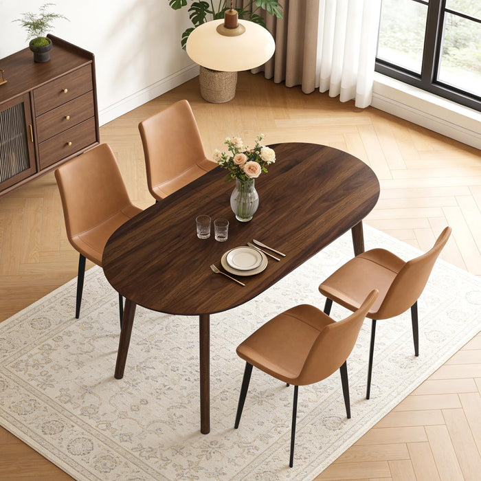63" Oval Dining Room Table for 4-6 | Modern Wooden Dining Table, Solid Wood Legs, Kitchen Table, Dining Room, Office, Living Room, Walnut