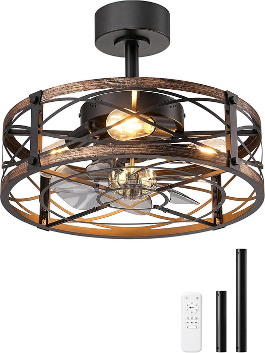 20 Inch Fandelier Caged Ceiling Fans with Lights and Remote