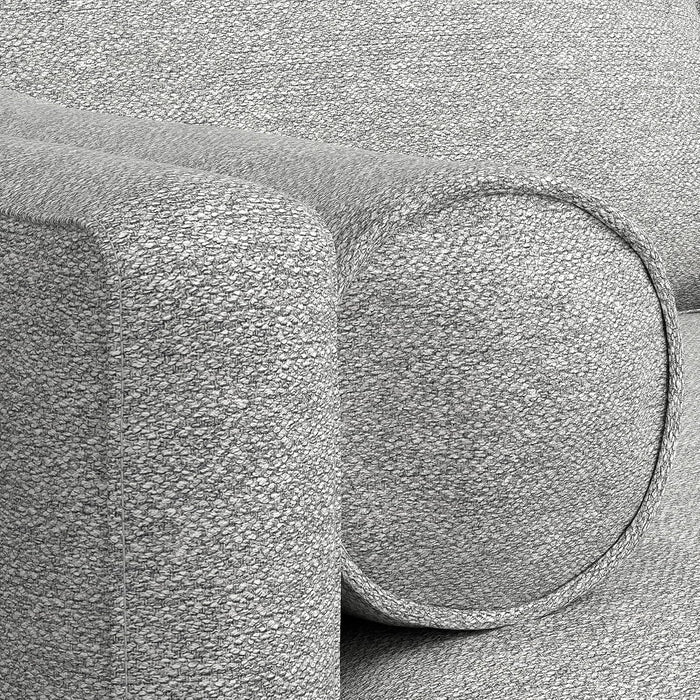 Morrison Mid-Century Modern 72 Inch Wide Sofa with Ottoman Set in Mist Grey Woven-Blend Fabric for the Living Room and Family Room