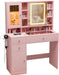 Pink Makeup Vanity Console With Illuminated Mirror