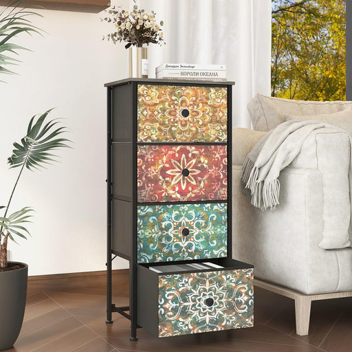 Mandala Fabric Drawers Dresser Narrow Chest Bedroom