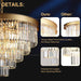 Large Crystal Chandeliers 30’’ Modern Gold round Chandeliers for High Ceiling K9 5-Tier Large Ceiling Chandelier Light Fixtures Luxury Chandelier for Staircase Foyer Living Room