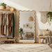 Full Length Mirror, 55"X28" Boho Wavy Wood Floor Mirror, for Bathroom, Bedroom, Living Room, Cloakroom, Entryway