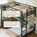 Black ExtraLongXL Over Twin Bunk Bed WithLEDLightingStorage