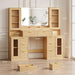 55 Inch Makeup Vanity Desk With LED Lights RGB Glass Cabinets