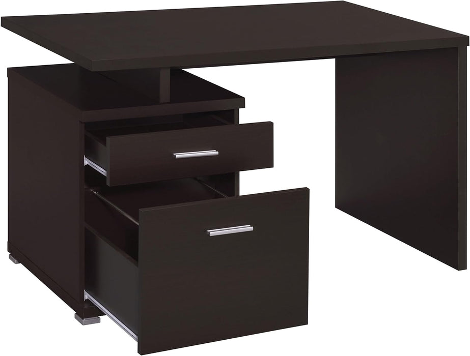 Home Furnishings - Irving - Engineered Wood - 47-Inch 2-Drawer Computer Desk with File Cabinet, Rectangular Desk with Smooth Top, and Plastic Glides - Home Office - Cappuccino - 800109