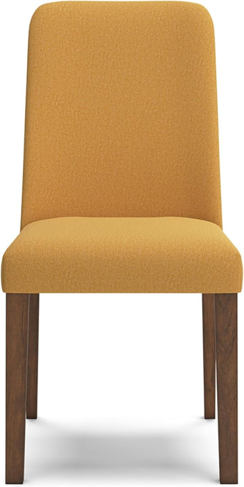 Lyncott Contemporary Dining Room Upholstered Side Chair with Foam Cushion, 2 Count, Yellow & Brown