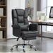 Executive Office Chair with Footrest and Lumbar Support, PU Leather Ergonomic Office Desk Chair, Reclining and Swivel Chair, Black