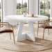 round Dining Table for 4-6 People, 47 Inches White Circle Dinner Kitchen Dining Room Table with Wooden Pedestal Base for Kitchen, Living Room