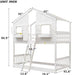 White SolidWood Playhouse BunkBed TwinOverTwin WithRoof Kids