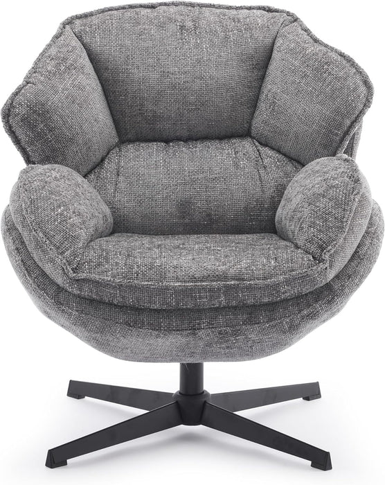 Swivel Accent Chair for Living Room, Upholstered Armchair with Metal Legs, Lounge Sofa Chair, Comfy Leisure Chairs for Bedroom Reading (Gray)