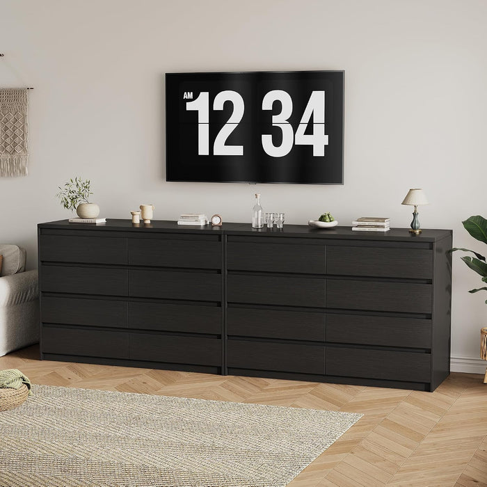 Modern 8 Drawer Dresser, Black