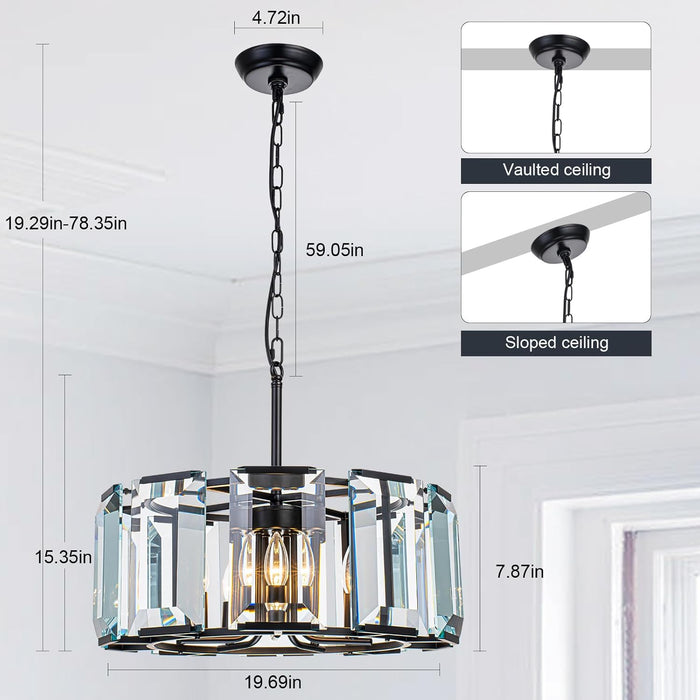 TwentyInch Modern Luxe OnyxBlack Crystal Chandelier FiveLight