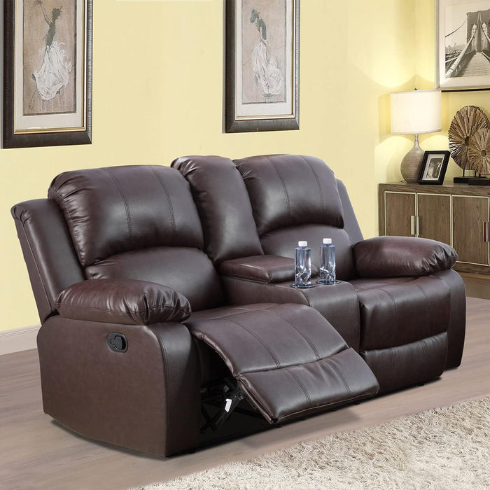 Manual Leather Recliner Sofa Set for Living Room Furniture Set,Leather Recliner Couch Set for Home/Office,Leather Reclining Sofa Set for 3-Pieces(Sofa+Loveseat+Chair) Brown