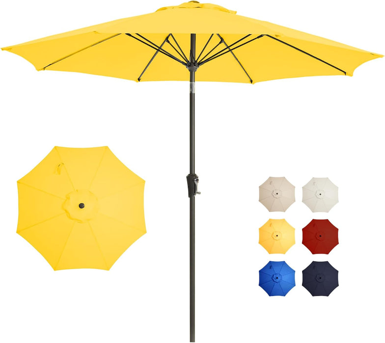Patio Umbrella 9FT Outdoor Umbrella Patio for Garden Yellow | Large UPF50+ Fade-Resistant Design, Easy Push-Button Tilt & Crank, Heavy-Duty 8 Sturdy Ribs for Pool Backyard, Deck& Garden