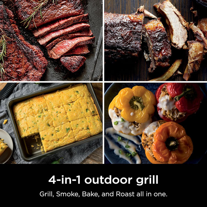 Woodfire Outdoor Grill & Smoker, 4-In-1 Functionality, Grill, Smoke, Bake, Roast, Authentic Woodfire Flavors, Electric Heat, OG301