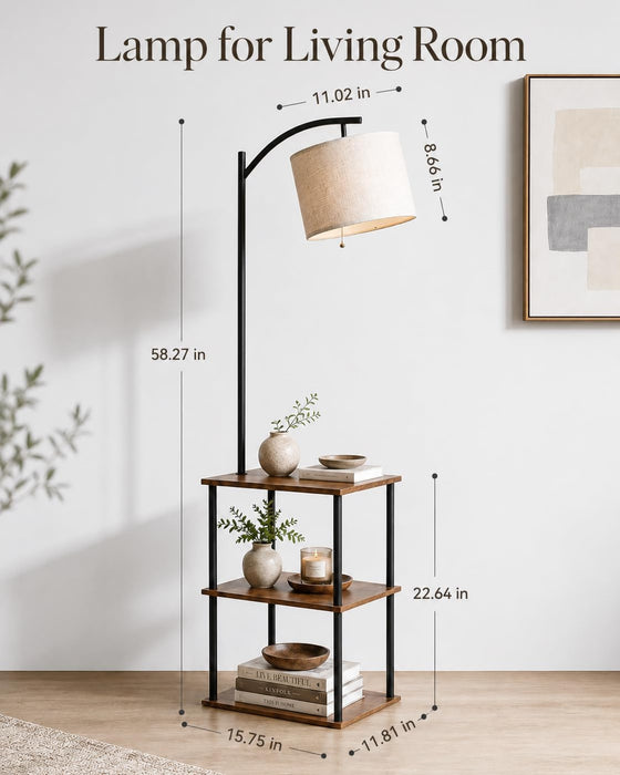 Floor Lamp with Table, Side Table for Living Room, 3 CCT 9W LED Bulb