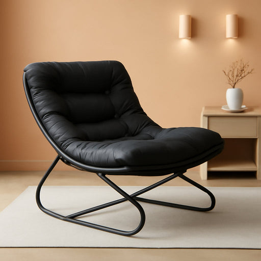 Outdoor Rocking Chair with Metal Frame, Adjustable Papasan Rocker, Waterproof Comfy Cushion, 450Lbs Capacity, for Patio, Porch, Garden, Living Room, Dark Grey