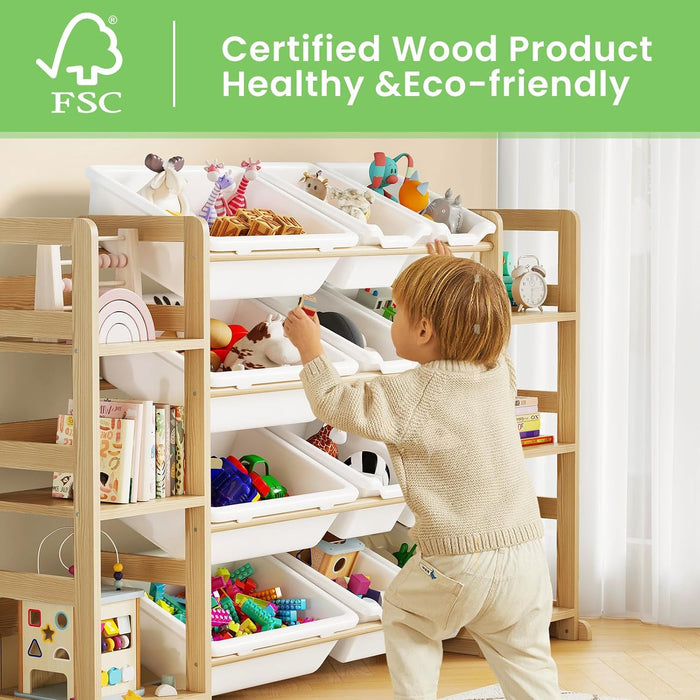 Extra Large Toy Storage Organizer, Dual Bookshelves, 12 Bins