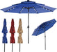 Outdoor Solar Patio Umbrella 3 Tiers with 32 LED Lights, Beach Market Table Umbrella with Crank and 8 Sturdy Ribs for Pool, Terrace, Restaurant