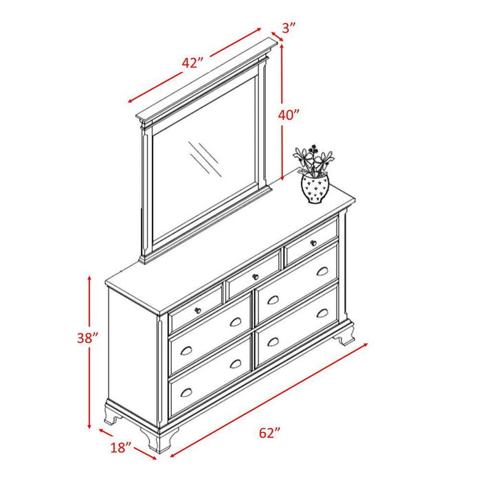 Brinley 7-Drawer Cherry Dresser with Mirror