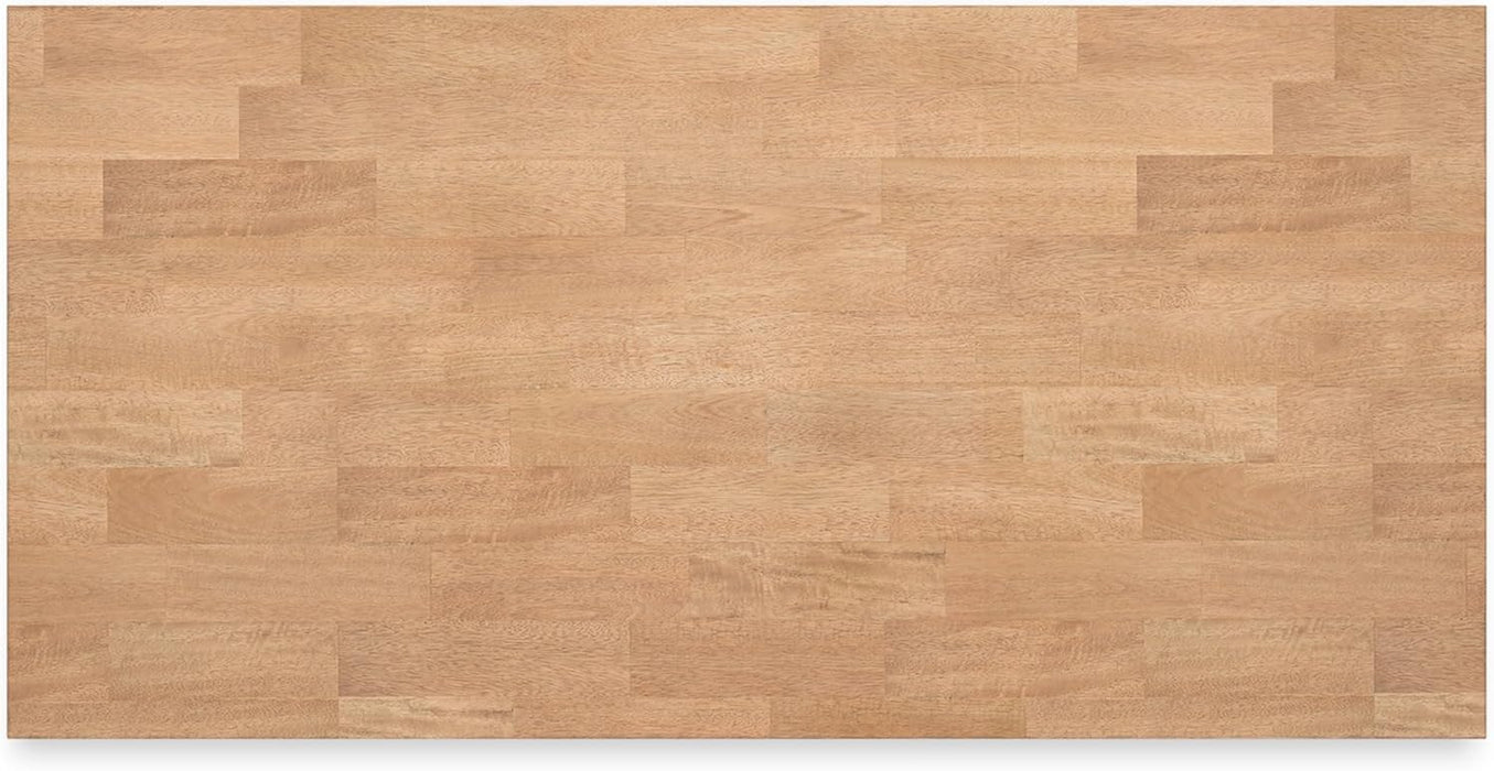 Gesthaven Contemporary Counter Height Dining Table with 3 Shelves and Trestle Base, Light Brown & Dark Brown