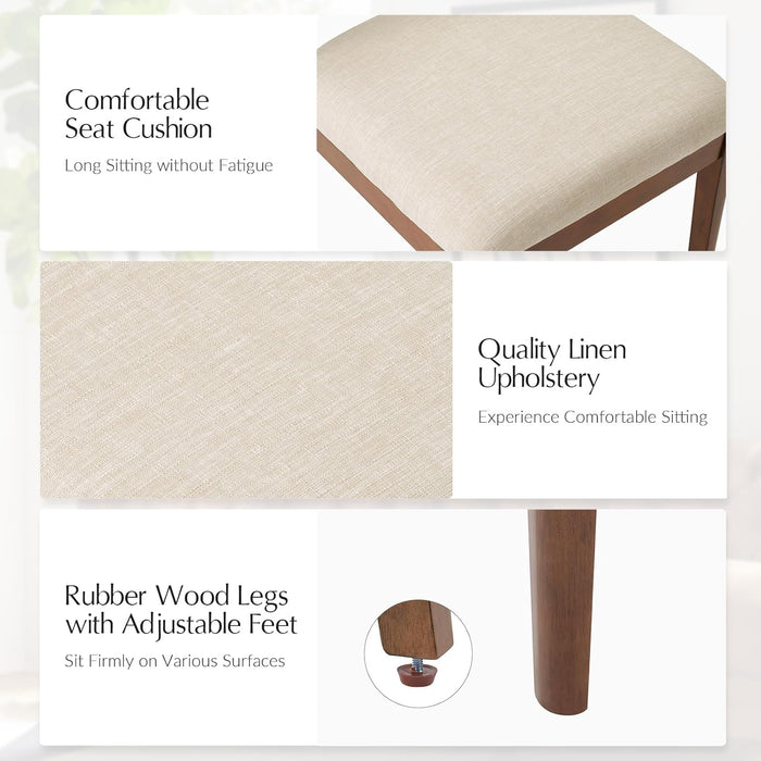 Rattan Dining Chairs Set of 4, French Solid Wood Kitchen Dining Room Chairs with Curved Back, Upholstered Accent Dinner Cane Chair for Living Room Restaurant, Walnut