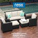 Patio Furniture Set - Outdoor Patio Furniture Sets, Patio Sectional Furniture Set, 5 Piece Patio Furniture Sets, Patio Conversation Sets, Black Wicker Patio Furniture with off White Cushions