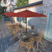 9' Rd Sunbrella Aluminum Patio Umbrella, Crank Lift, Auto Tilt, Bronze Pole, Jockey Red