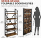 5 Tier Folding Bookshelf, No Assembly Foldable Storage Shelves, Brown