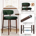 26″ Linen Bar Stools Set of 4, Counter Height Bar Stools, Green | Linen Fabric, Wood Legs, Metal Footrest, Upholstered Modern Kitchen Barstools with Back, for Dining Room Bar