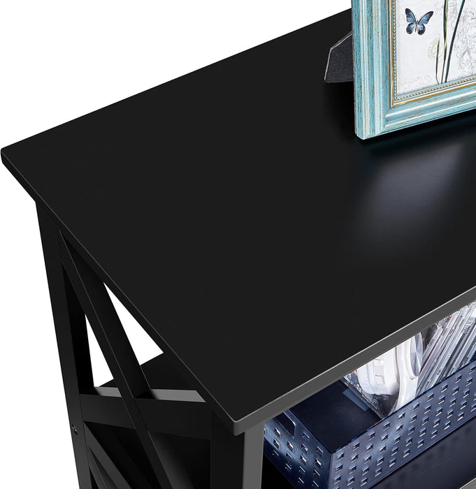 Television Stands & Entertainment Centers with 3 Tier Storage Shelf TV Stand for Living Room, Black