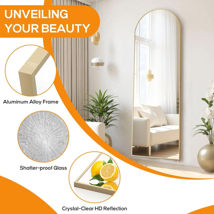 Arched Fulllength Mirror With Shatterproof Aluminum Frame