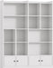 White 6-Tier Bookshelf Cabinet With Doors Floor-Standing