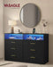 Dresser for Bedroom, with LED Lights and Power Strip, 6 Drawers