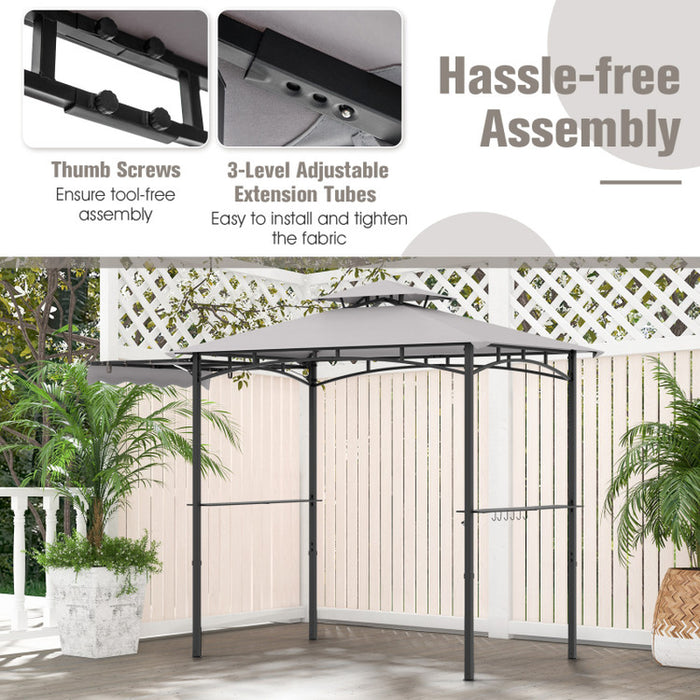 11 X 5 FT Grill Gazebo with Side Awning and Double-Tiered Top