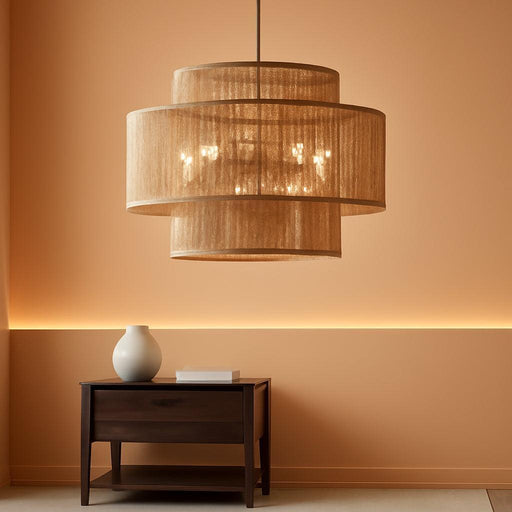 24"Large Boho Rattan Farmhouse Chandeliers for Dining Room,6-Light Hand Woven Pendant Light Fixture, 3-Tier Rustic Wicker Chandeliers for Living Room, Kitchen Island, Entryway,Hallway, Foyer