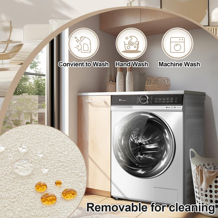 Round Ottoman Foot Rest and Boucle Pouf - High Density Sponge Filling - 17"X17"X14" Footstool for Couch Living Room - Lightweight Comfort and Charm Floor Pouf Footrest Cushion - White