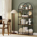 Arched Bookshelf, 4-Tier Industrial Open Bookcase with Sturdy Metal Frame, Freestanding Display Storage Organizer for Living Room, Home Office and Bedroom, Rustic Brown