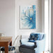 Hand-Painted Blue Floral Canvas Wall Art, 24X36 in Thick Textured Abstract Oil Painting, Vertical Modern Artwork for Living Room, Bedroom, Office, Large Original Wall Decor