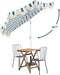 Beverly 9 Ft. Coastal Green and White Striped Half Patio Umbrella with Scalloped Fringe, Crank Lift, and Manual Tilt for Balcony, White Pole UMB1201L
