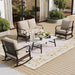 , 4 PCS Metal Patio Conversation Set, Rocking Chairs